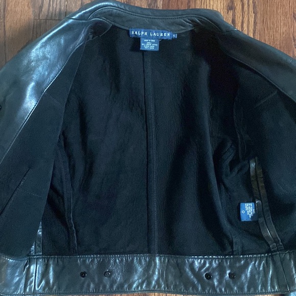 Ralph Lauren Blue Label Cropped Black Leather Jacket - Picture 7 of 14